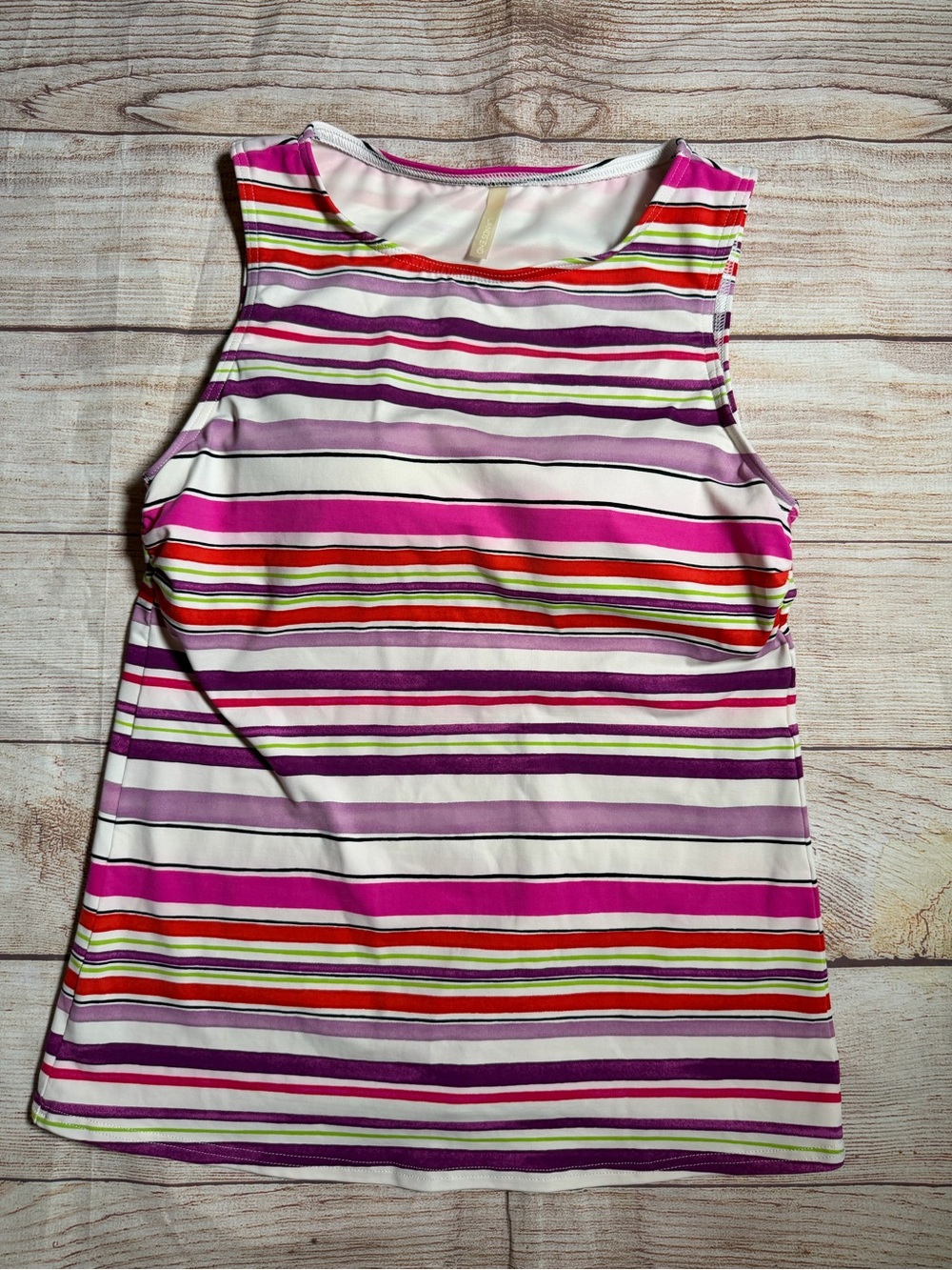 Lands' End Striped Tankini Top‎ in Pink, Purple, Red, Lime and White